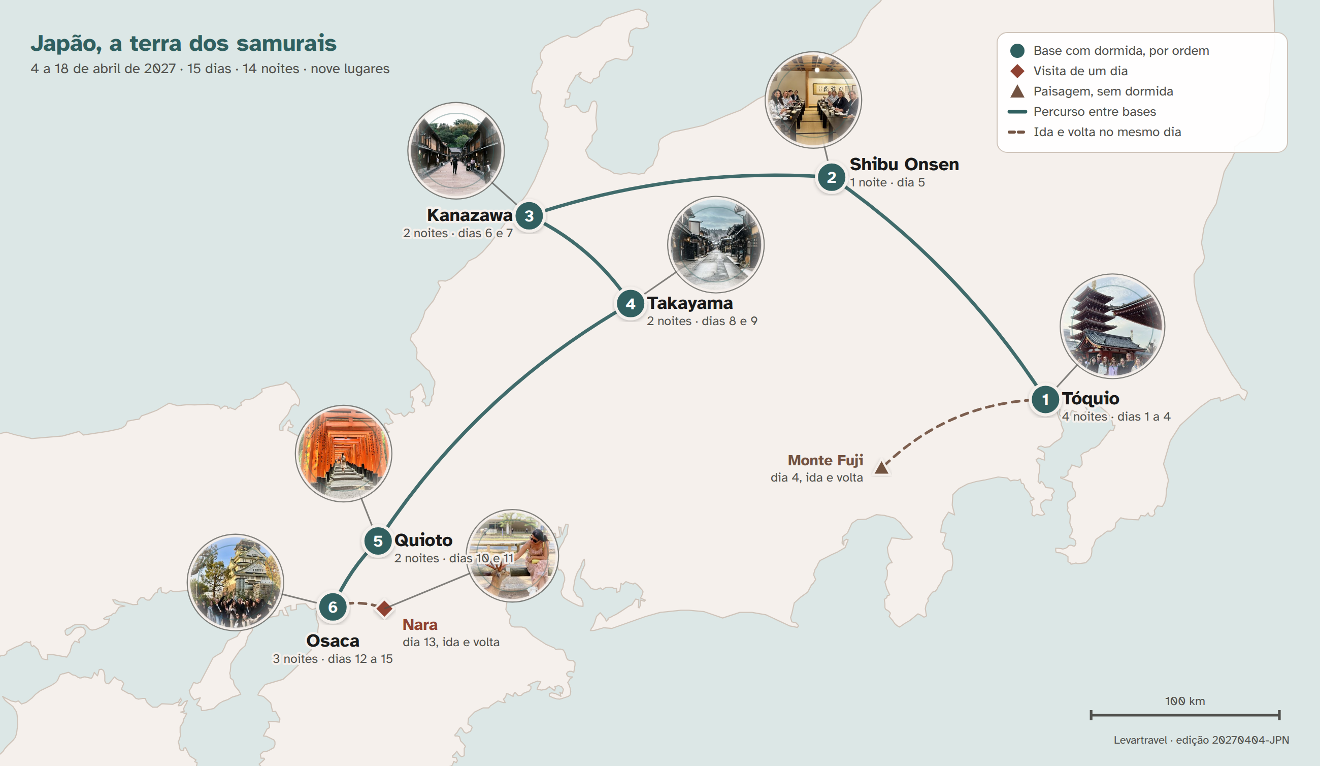 Mapa do itinerário de A TERRA DOS SAMURAIS