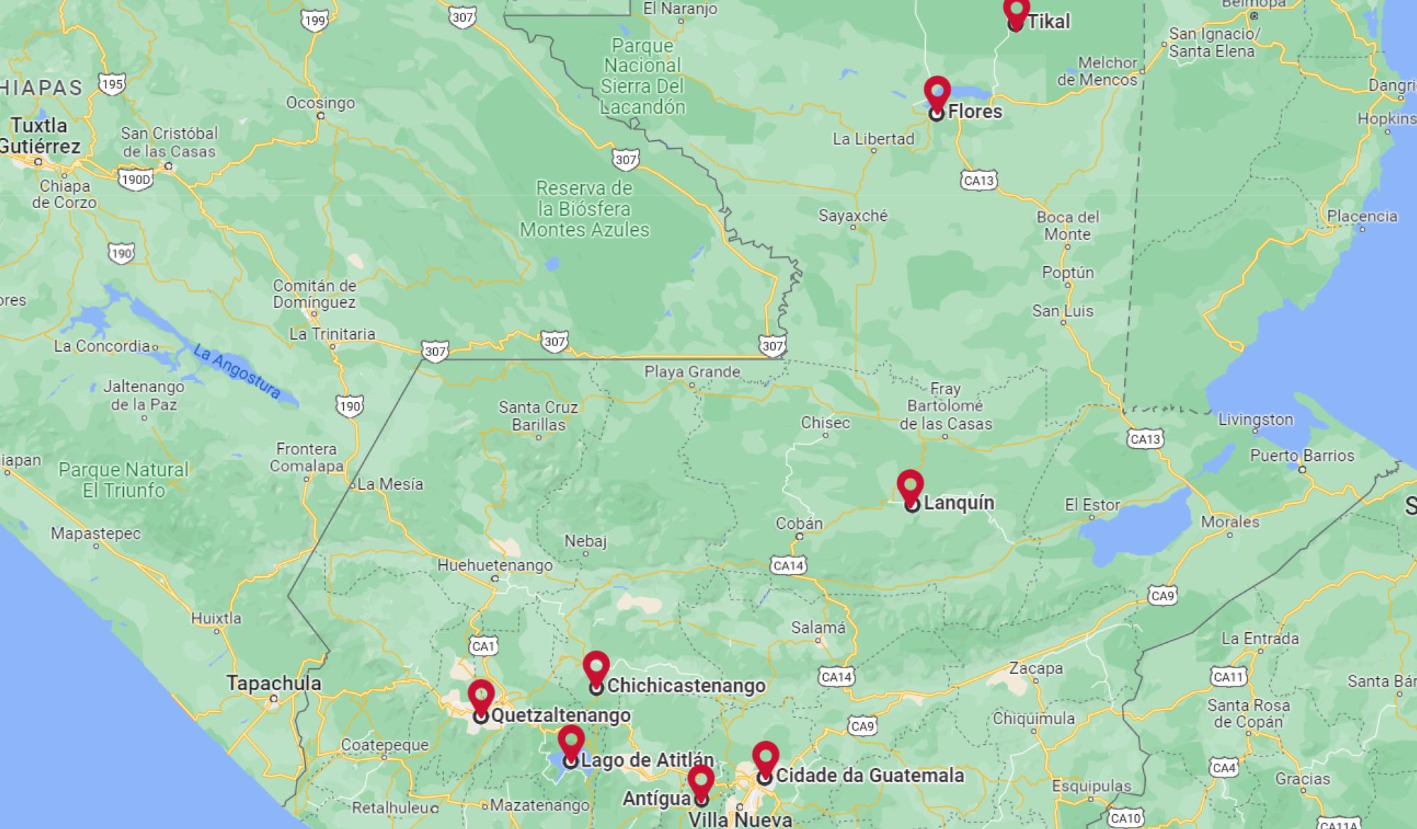 Mapa do itinerário de MISTICISMO, CIDADES PERDIDAS E VULCÕES 