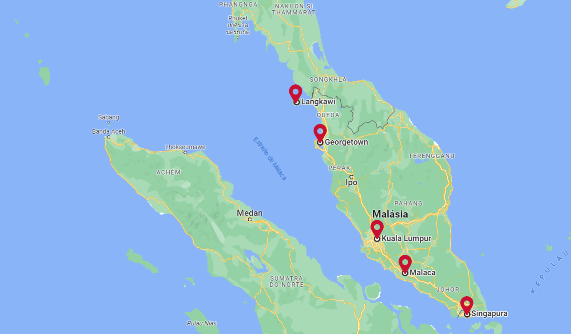 Mapa do itinerário de DE CIDADES COLONIAIS E FUTURISTAS ÀS PRAIAS CRISTALINAS