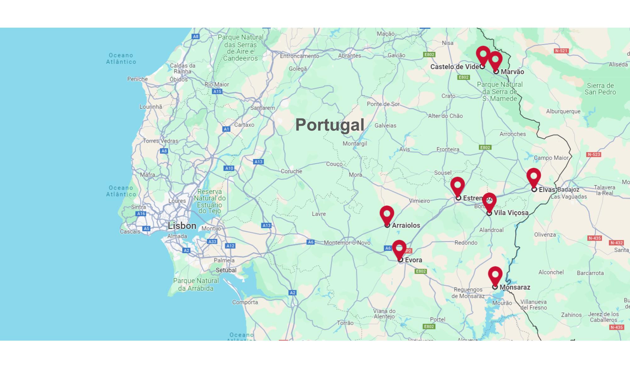 Mapa do itinerário de