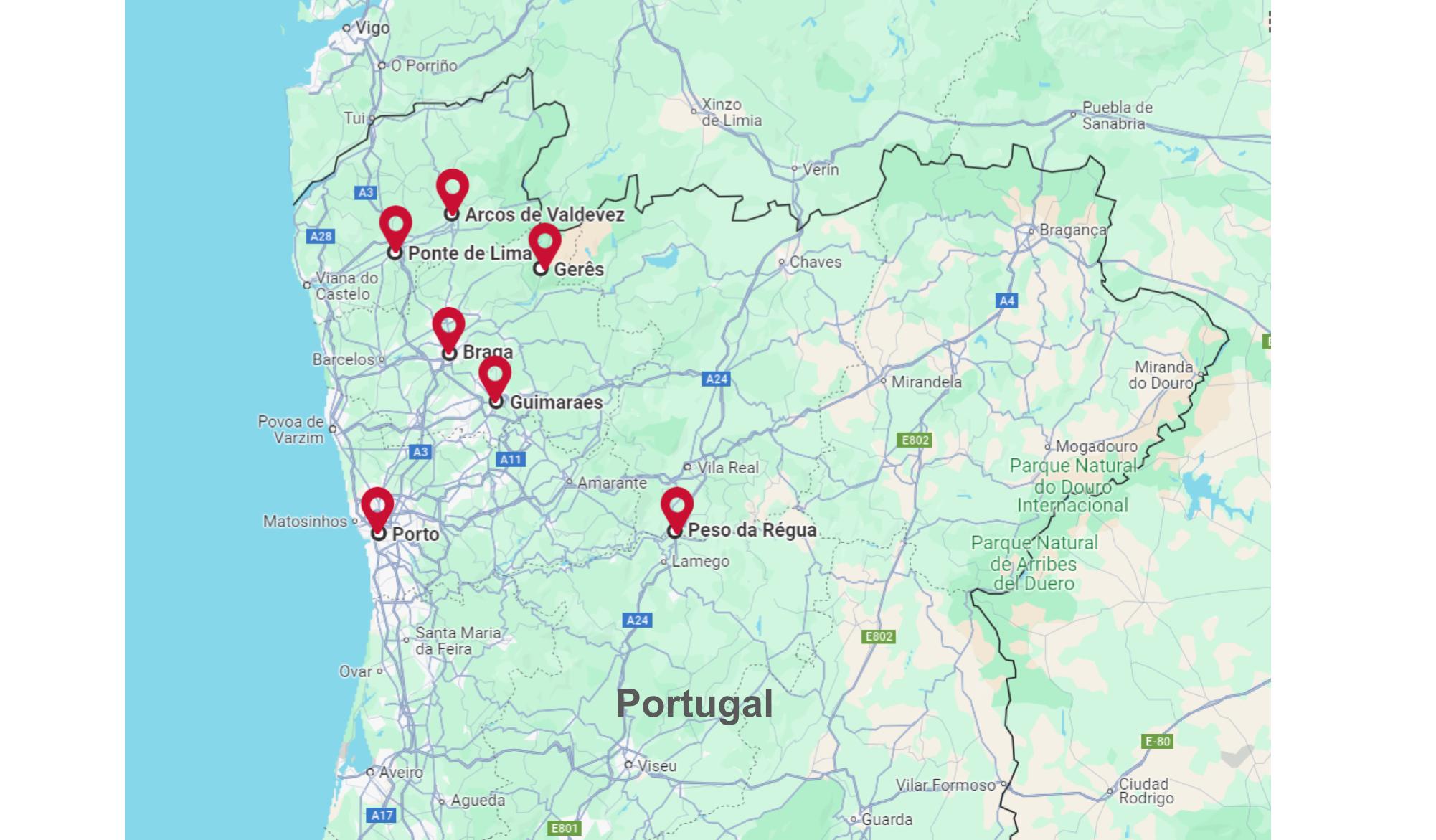 Mapa do itinerário de