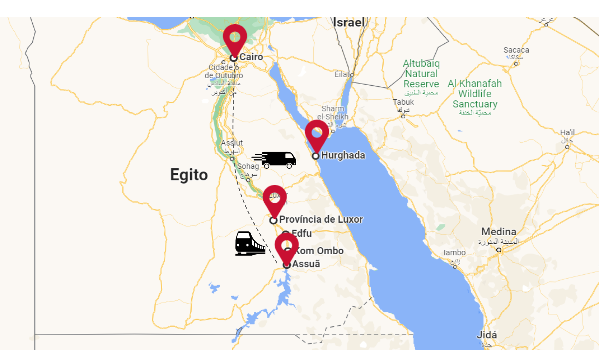 Mapa do itinerário de THE SECRET OF THE PHARAOHS
